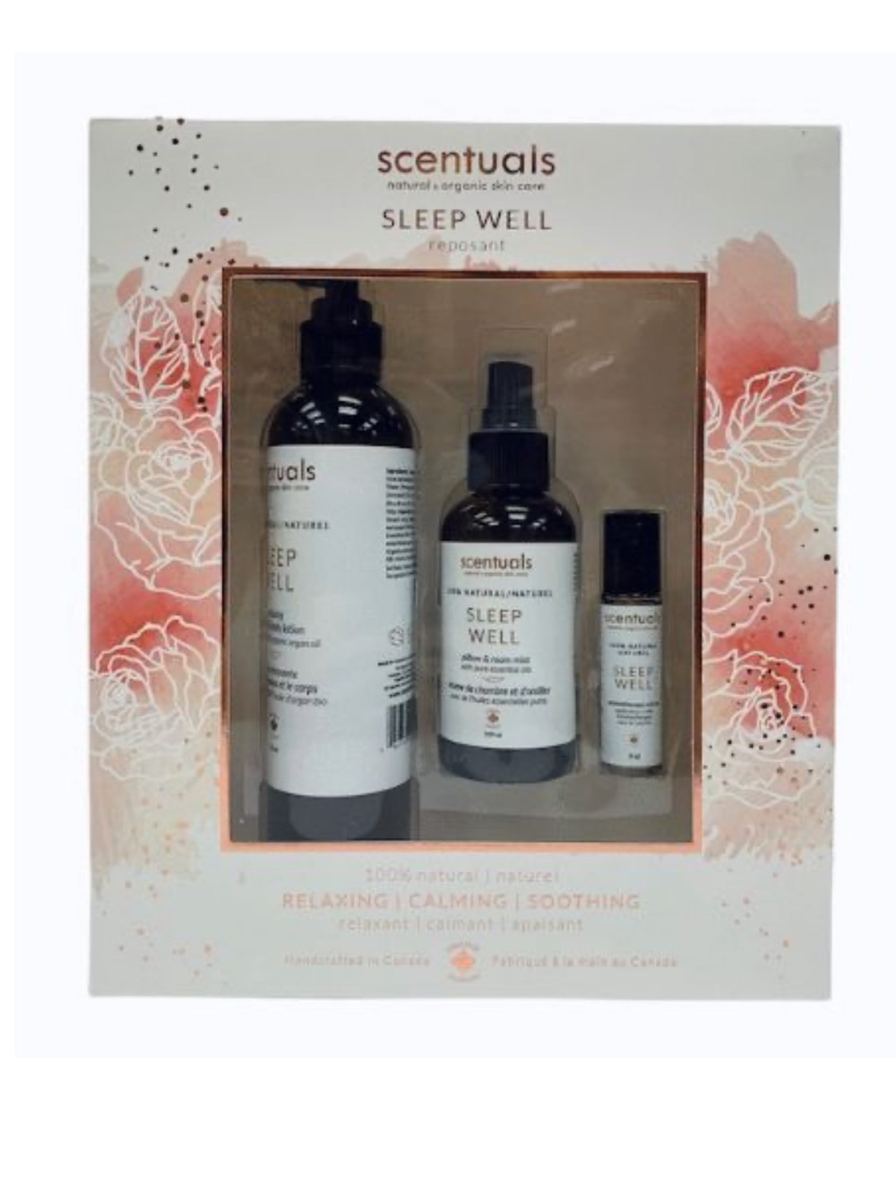 NWT Scentuals Sleep Well Relaxing Gift Set - Peach & White